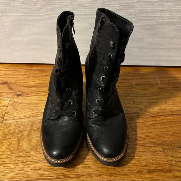 Naturalizer Callie Black Leather Lace Up Heeled Boots Size 7.5 - Picture 3 of 6